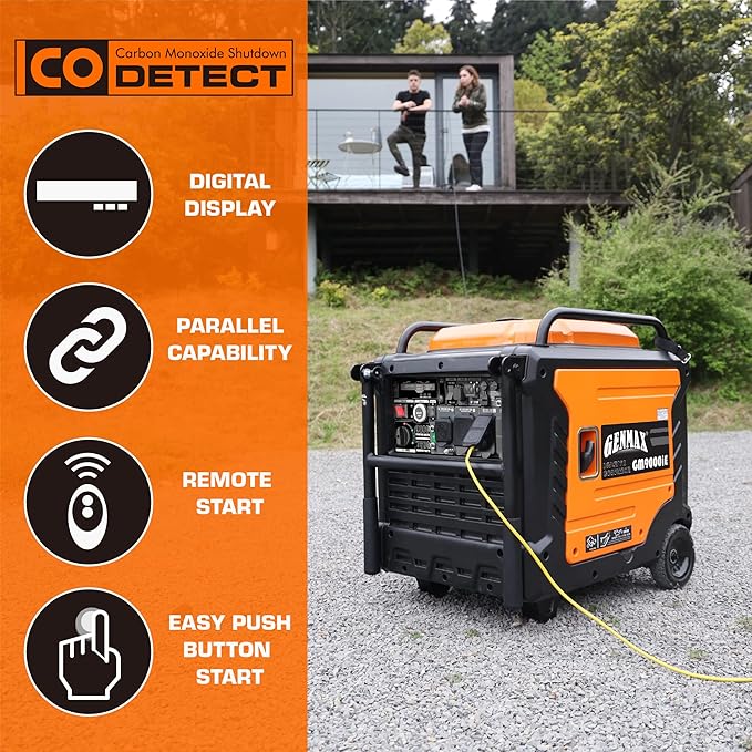 GENMAX Generator，EPA Compliant, Eco-Mode Feature, Ultra Lightweight for Backup Home Use & Camping