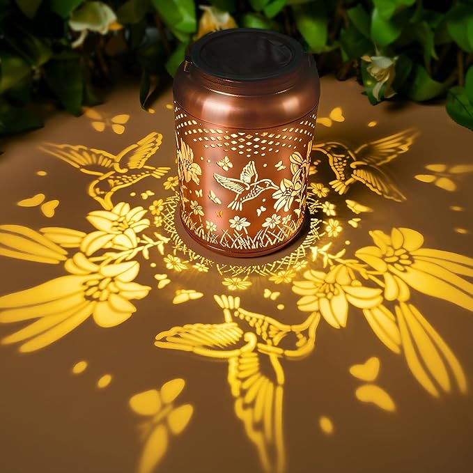Solar Lanterns Outdoor Waterproof Hummingbird, KagoLing Birthday Gifts for Women Mom Grandma, Garden Decor Hanging Solar Lights Outdoor Metal Lantern Decoration Outside for Yard, Patio, Backyard