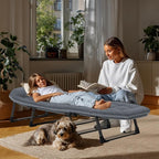 Chaise Lounge Chair, Folding Cot, 6-Angle Adjustable Camping Cot with Mattress for Patio and Beach, Foldable Bed Portable Heavy Duty Lay Flat Reclining with Pillow (Gray, M - 70'')