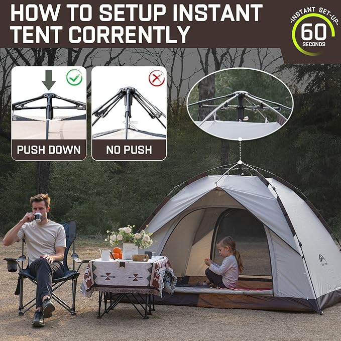 Happy Travel 1/2/3/4 Person Camping Tent, Instant Easy Pop Up Tents for Camping,Automatic Waterproof Family Camping Tent, Easy Set Up Tent,Portable Windproof Dome Tent for Camping Hiking & Traveling