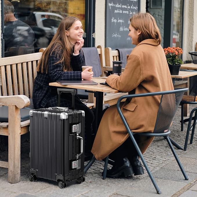 Krute Large Luggage 28 inch Zipperles Suitcase With Spinner Wheels USB Charger Hardside PC Aluminum Frame Luggages Checked Suitcases with TSA Lock (1 Piece)