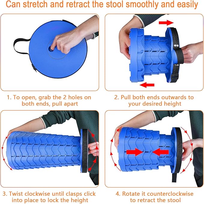 Boreeman Upgraded Folding Stool Lightweight Yet More Sturdy with Load Capacity 400lbs Portable Collapsible Stool for Camping Fishing Hiking BBQ (All Blue)