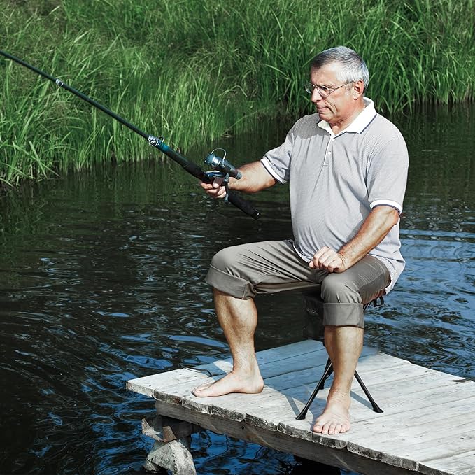 REDCAMP 2 Pack Extra Tall Folding Tripod Stools for Adults, Lightweight Portable Camping Stools for Blinds, Small Tripod Chairs for Fishing Backpacking Travel, Black