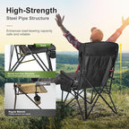 LET'S CAMP Oversized Camping Chairs 29.52" High Back Heavy Duty Lawn Chair Support 500LBS, Portable Collapsible Chair with Cup Holder, Side Pocket(Black)