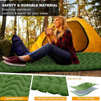 MEETPEAK Camping Sleeping Pad with Pillow, Upgraded 4 Inch Thickness Inflatable Foot Press Camping Mat, Durable Waterproof Lightweight Sleeping Air Mattress for Hiking Backpacking Traveling