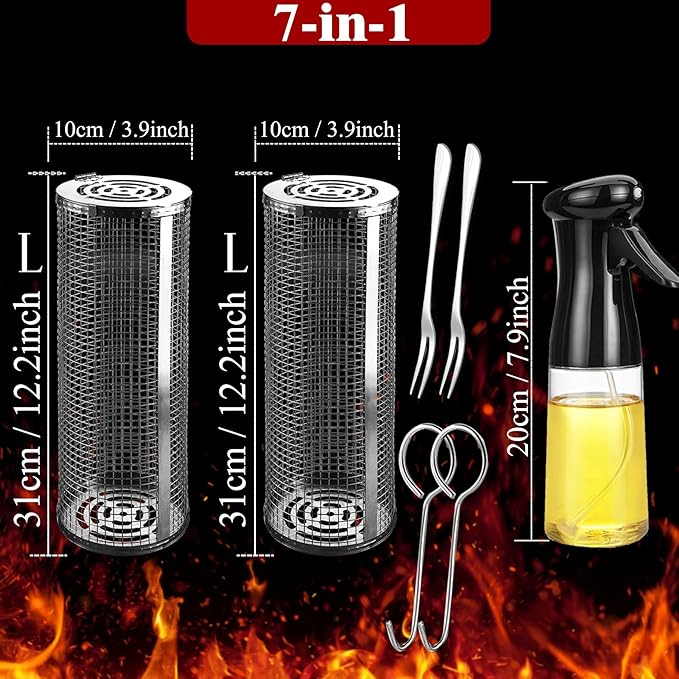 Rolling Grilling Baskets for Outdoor Grill Bbq Net Tubes Cylindrical 2023 Food Csges Cinderlinder Masters Mens Birthday Gift Ideas for Dad Father Day Husband Brother Uncle Stepfather Boyfriend