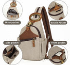 KouLi Buir Canvas Sling bag,Small Crossbody Backpack,Convertible Chest Bag Casual Daypack For Outdoor Cycling Hiking Travel (B3611-Leaden-N)