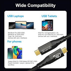 ZIKNYDO 16K for Thunderbolt 5 Cable 6.6FT/2m, USB C 80Gbps Data Transfer, 120Gbps Bandwidth for 16K/Dual 8K Displays, PD3.1 240W Charging for Thunderbolt 4, MacBook M4, eGPU, Mac mini M4 Pro, Monitor