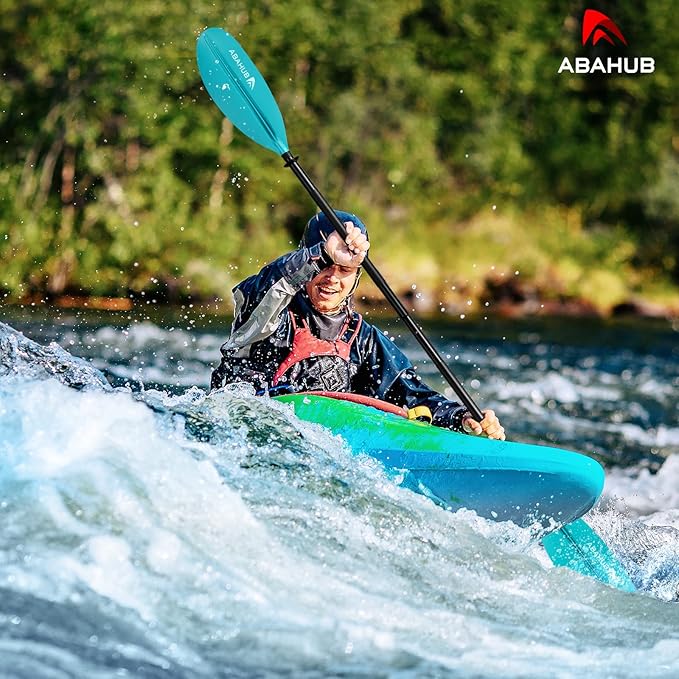 Abahub Kayak Paddle, 90.5 Inches Kayaking Oars for Boating, Canoeing with Free Paddle Leash, Aluminum Alloy Shaft Black/Blue/Green/Orange/Yellow Plastic Blades