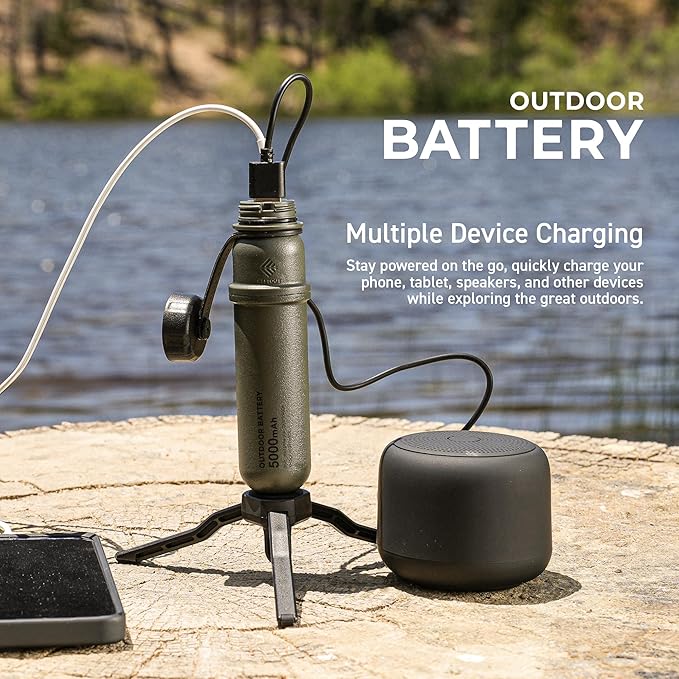 ELECOM NESTOUT Portable Charger and Lamp, 5000mAh Outdoor Battery Power Bank, 32W USB-C Fast Charging PD, Battery and Light for Camping, 300 Lumen LED Lantern Lamp-1