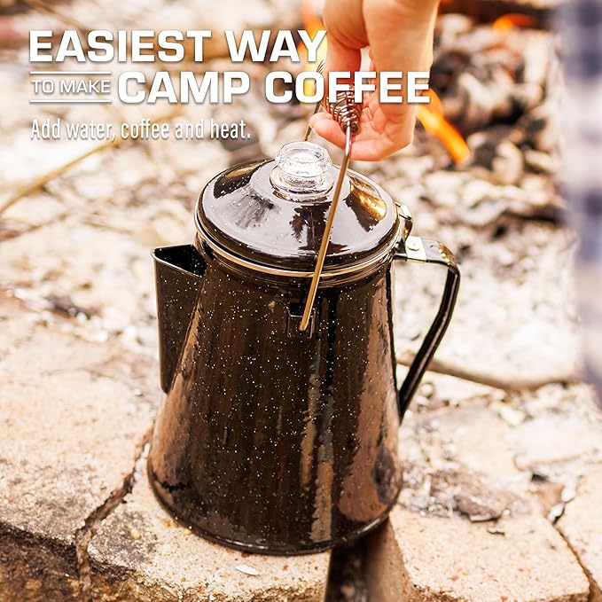 COLETTI Classic Percolator Coffee Pot — Camping Coffee Percolator, Campfire Coffee Pot – Camping Percolator for Groups — Brew for the Whole Campsite (Black, 18 Cup)