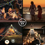 4 in 1 Camping String Lights 32.8FT Outdoor Quick Storage Camping Lights String & Lanterns, 8 Modes Retractable Camping Essentials Waterproof Camp Lights for Tent Gear