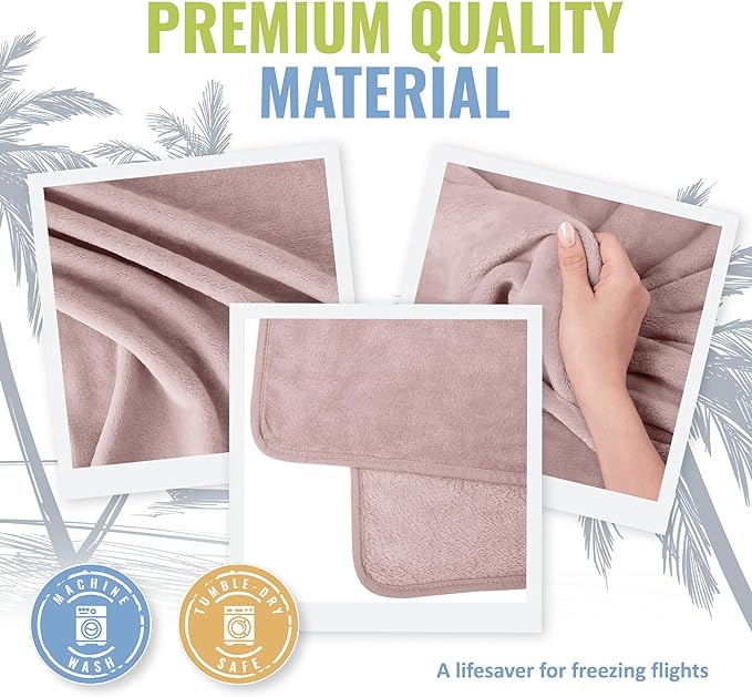 BOACAY Soft & Warm Travel Blanket for Airplane & Car - Long Flight Essential for Women, Men, Kids - Compact Pillow with Luggage Sleeve & Backpack Clip