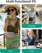 BAGSMART Fanny Packs for Women Cross Body, Lightweight Puffy Belt Bag with Multi Pockets Quilted Purse for Traveling Hiking Green