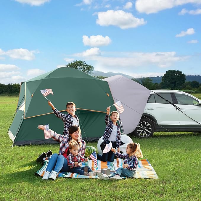 UNP SUV Dome Tent for Camping, Outdoor 6 Person Car Camping Tent, Easy Set Up SUV Tailgate Tent with Rainfly 10' x 10' Vehicle Camping Tent