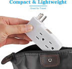 3 Outlet Wall Adapter, UL Listed 1875W/15Amps 3-Prong Grounded Vertical Outlet to The Side, Wall Plug Side Access Adapter, 3 Way Power Splitter Outlet Extender Tap, White (1 Pack)