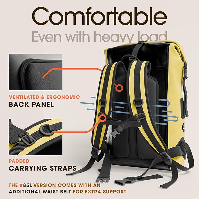 Earth Pak Waterproof Backpack - Heavy Duty Hiking Backpack - Roll-Top Closure Bag - Cushioned Dry Bag Waterproof Phone Case