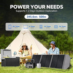 Portable Power Station with 100W Solar Panel, 345Wh LiFePO4 Battery Solar Generator with 500W AC Output for Camping RVs Travel Home Use