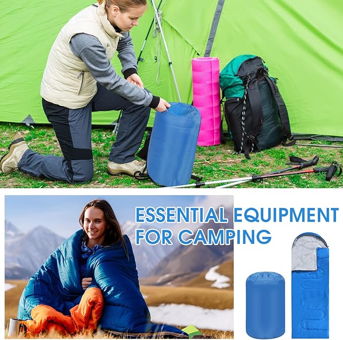 Macarrie 10 Pcs 0 Degree Camping Sleeping Bags Bulk for Adults Cold Weather 4 Season Warm Sleeping Bag with Compression Sack for Homeless Donation Shelter Emergency Hiking