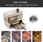 Stainless Steel Portable Wood Burning Stove with Oven & Camping Table, 6 Chimney Pipe for Outdoor Camping, Cooking, Tents, BBQ, Hiking, Fishing, Backpacking