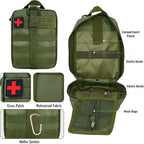 Survival First Aid Kit, MOLLE Medical Pouch Tactical First Aid Kit for Home, Car, Hiking, Travel, Camping, ArmyGreen