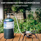 ONLYFIRE Portable Camping Gas Stove, Backpacking Camp Stove with Piezo Ignition, 1LB Propane Adapter, Mini Camp Stove with Carry Bag for Outdoor Cooking, Picnic, Camping and Hiking, GS333