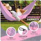 Camping Hammock Lightweight, Portable Hammocks Parachute Hammock with Two Tree Straps, Single or Double Travel Swing Nylon Camp Hammocks, Outdoor Essentials for Beach Backpacking Hiking, Orange