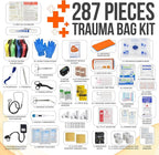 JJ CARE Trauma Bag (287 pcs), Fully Stocked EMT Medical Bag for Professionals, First Aid Emergency Medical Kit, First Responder Kit Essentials with Organizer Pouch