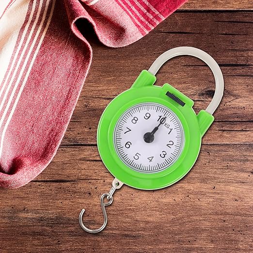 Totority Portable Travel Luggage Scale Manual Spring Suitcase Weight Scale with Hook Small High Precision Fluorescent Green for Travel and Home Use