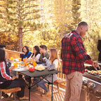 Night Cat Foldable Camping Table: Outdoor Table with Storage Basket