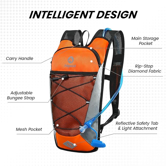 Nepest Hydration Backpack with 2L Water Bladder for Cycling, Water Backpack for Hiking Running, Lightweight Hydration Pack, Grey