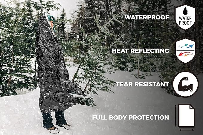 Emergency Mylar Thermal Blanket 4 Pack. Space Blankets for Survival Kits & Extreme Cold Weather - NASA Designed - Perfect for Camping Survival, Bug Out Bag, Hiking, Car Survival