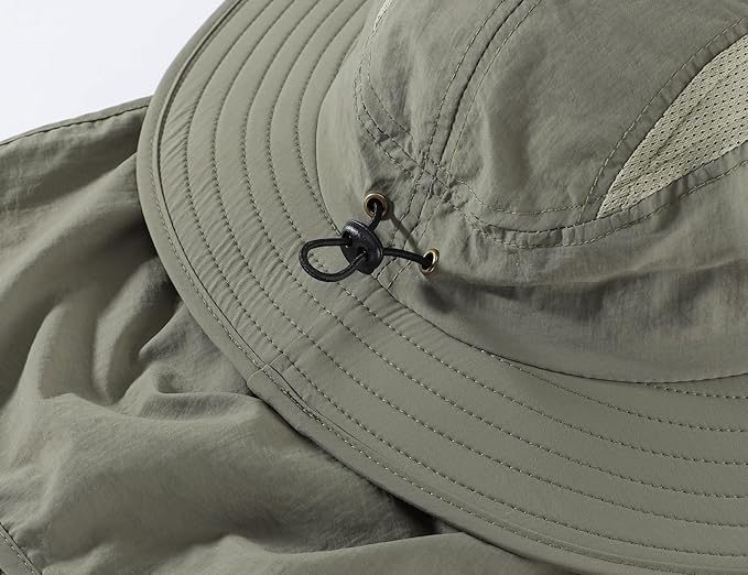 Home Prefer UPF 50+ Mens Wide Brim Fishing Hat with Neck Flap Sun Hat for Men Women Sun Protection Cap