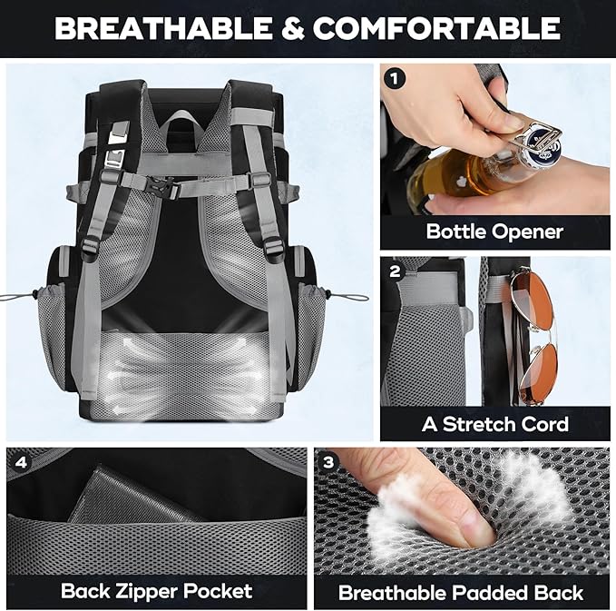 Maelstrom Backpack Cooler,Soft Lightweight Leakproof Cooler Backpack,35 Can Insulated Cooler Bag,Keeps 35 Cans Hot/Cold for Up to 16 Hours,Waterproof Lunch Bag for Men Women-Black