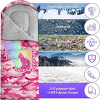 Sleeping Bags for Adults Youth Kids,3D Printing Camping Sleeping Bag for Girls Boys Lightweight Waterproof Cold/Warm Weather Sleeping Bag for 3 Seasons