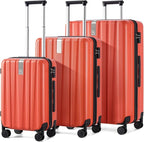 Hanke Luggage Sets 3 piece Carry On Luggage with Wheels PC Hard Shell Suitcases Lightweight Checked Tsa Luggage Extra Large Travel Suitcase Woman Men 20/24/29 Inch （Orange）