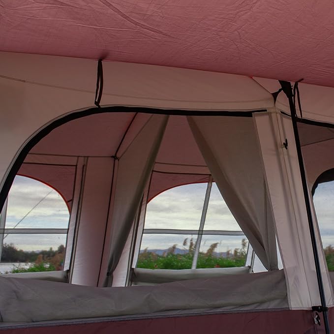 KTT Extra Large Tent 12 Person,Awning Family Cabin Tents,2 Rooms,3 Doors and 3 Windows with Mesh,Straight Wall,Waterproof,Double Layer,Big Tent for Outdoor,Picnic,Camping,Family Gathering