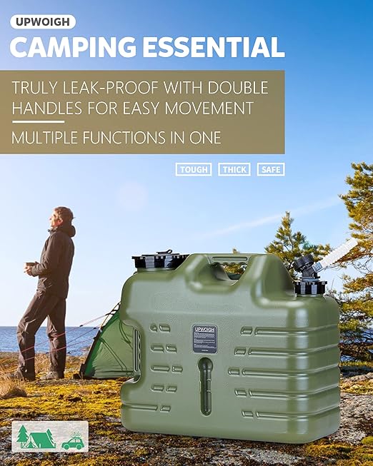 UPWOIGH 5 Gallon Water Jug, Camping Water Container,Truly No Leakage Water Storage,Large Military Green Water Tank,BPA Free Portable Emergency Water Containers for Outdoors Hiking Accessories