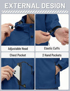 TACVASEN Men's Rain Jacket Lightweight Windbreaker with Hooded Water Resistant Outdoor Raincoat for Hiking Travel Camping