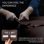 Full Grain Leather Passport Holder for 2 Passports - Dual Passport Holder and Travel Documents Organizer - RFID Travel Wallet for Couples - Dark Brown