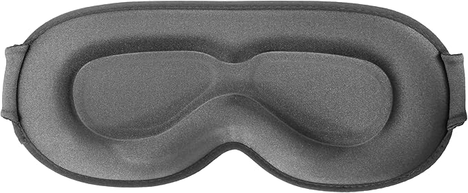 Sleep Eye Mask for Men Women, Sleeping Mask for Side Sleeper, Travel Blackout Night Blindfold Eye Shade Cover with Adjustable Strap (Ash Grey)