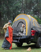 JOYTUTUS Pickup Truck Tent 2.0, Waterproof PU2000mm Double Layer for 2 Person, Portable Truck Bed Tent with Rainfly, 5.5'-5.8' Camping Preferred - Orange