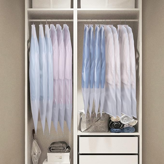 Zilink Clear Garment Bag Dress Bags for Storage 54-inch Coat Bags with Full Length Zipper for Clothes Closet Storage, Set of 6