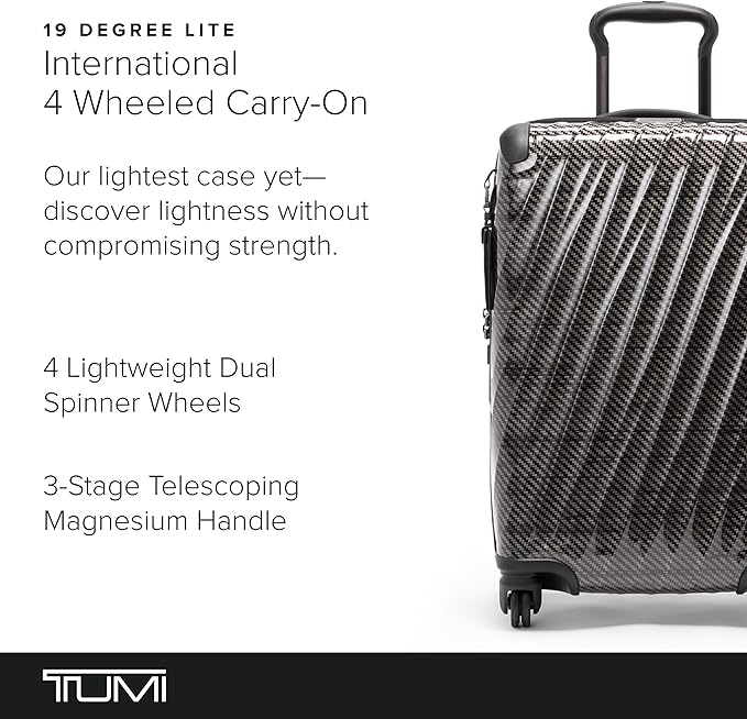 TUMI - 19 Degree Lite 4 Wheel Luggage - Lightweight and Highly Durable, Modern Contour, Hard Shell Men's and Women's Suitcase - 21.75" International Carry-On, Black Graphite