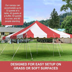 Party Tents Direct 20'x20' Weekender Standard Canopy Pole Tent - Easy Up Canopy Tent with 80 Person Capacity - Outdoor Canopies for Parties, Weddings, & Events (Red/White Top)