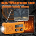 Emergency Radio Hand Crank Solar, 5000mAh/18500mWh Emergency Weather Radio, Hand Crank Solar Radios with NOAA/AM/FM, Cell Phone Charger, Headphone Jack, Flashlight for Indoor Outdoor
