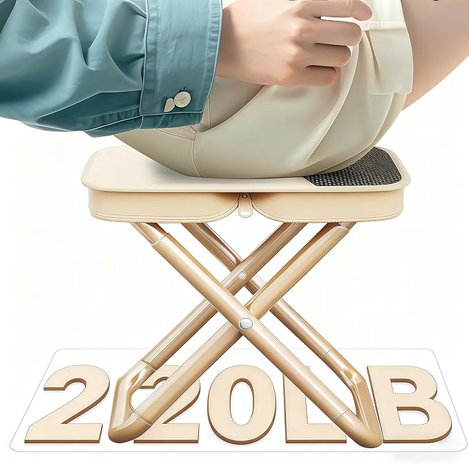 Portable Ultralight Travel Stool - Camping Chair, Foldable Fishing Stool with Carry Keychain,Handbag Style Fold for Backpack, Outdoor Footstool for Picnic Hiking Fishing