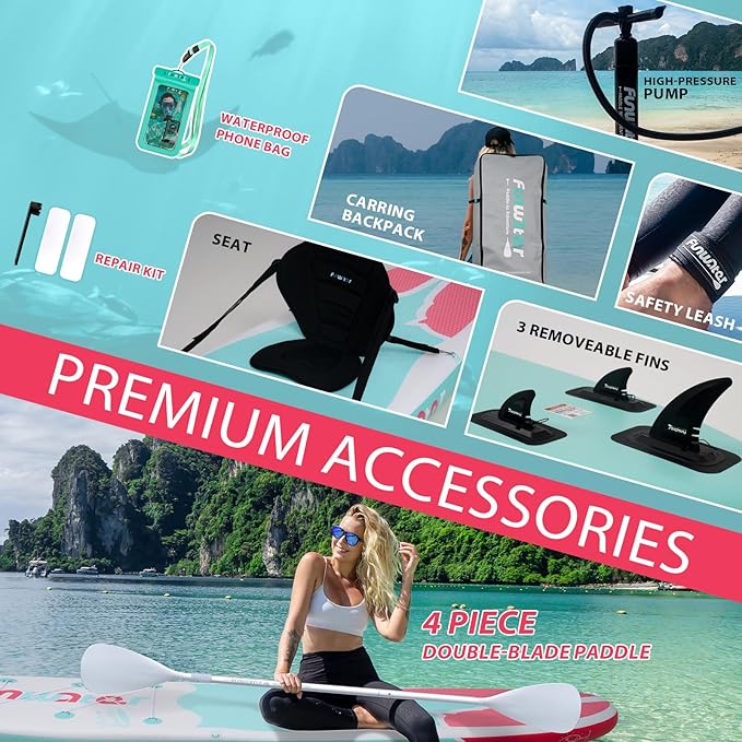 FunWater Inflatable Stand Up Paddle Board 10'/10'6"/11'/11'6" Paddle Board for Adults & Youth, Paddleboards Inflatable with Premium SUP Accessories, Wide Stable, Non-Slip Comfort Deck