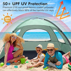 WhiteFang Beach Tent Anti-UV Portable Sun Shade Shelter for 3/4/6/8 Person, Extendable Floor with 3 Ventilating Mesh Windows Plus Carrying Bag, Stakes and Guy Lines