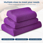 Travel Pillow Memory Foam Pillows, Ergonomic Wave Cervical Neck Pillow for Neck Pain Relief, Compressible Medium Firm Side Sleeper Pillow, Ideal for Camping, Office, Home & Bed (Purple, S)